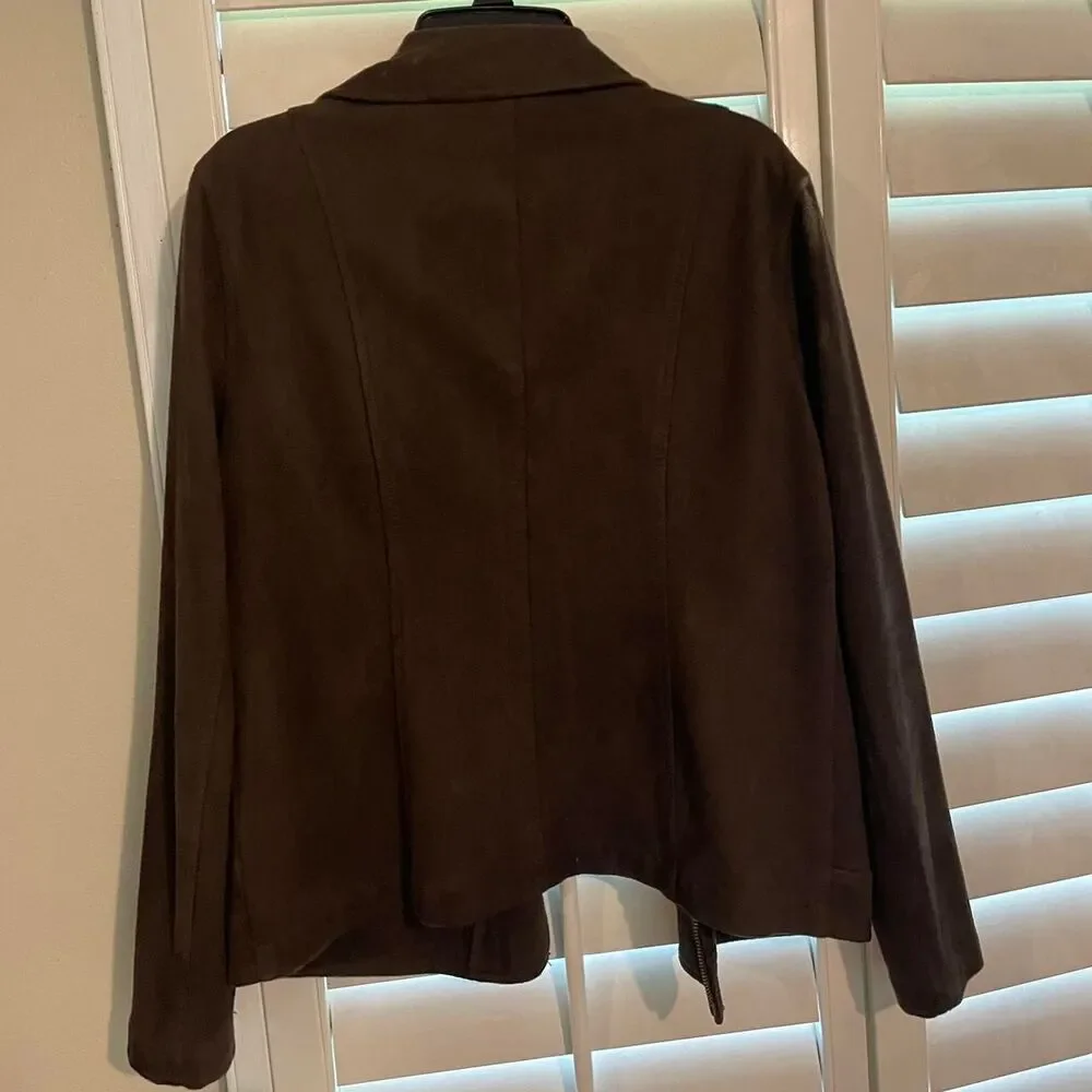 Free-people style women's brown suede feeling jacket